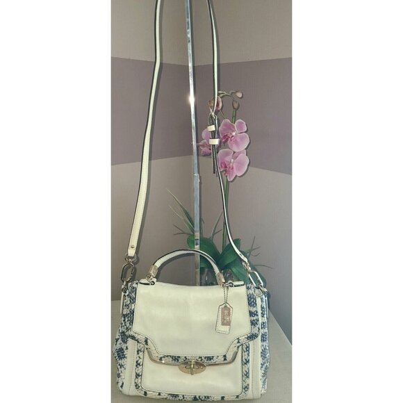 COACH MADISON TWO TONE PYTHON EMBOSSED EXOTIC LEATHER SADIE FLAP SATCHEL 27849 - Picture 11 of 11